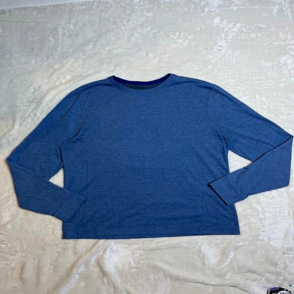 Lululemon Performance Shirt Mens Large Long Sleeve Mesh Vent Blue Heathered - Picture 1 of 7
